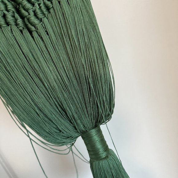 Cult Gaia Malachite Tassel Clutch Bag Acrylic Handle Crochet Macrame-style Green - Picture 9 of 9